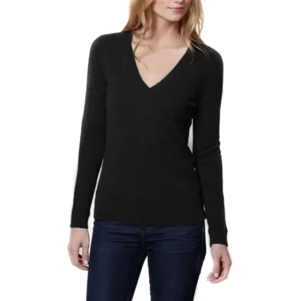 Magaschoni Women's V Neck Sweater Black
