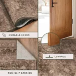 Magaschoni Boho Taupe Brown Living Room Rug 8x10 Modern Vintage Traditional Eclectic Oriental Neutral, Washable Low Pile Non Slip Extra Large Area Rugs for Dining Under Table Bedroom Lounge (2)