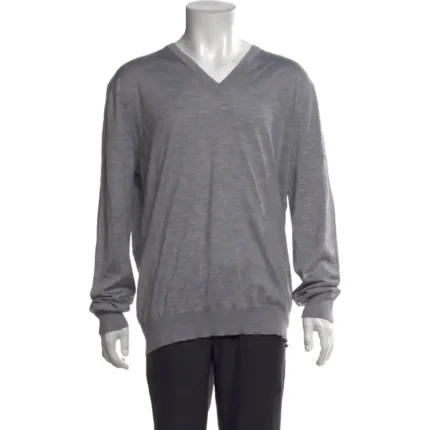 Magaschoni Cashmere V Neck Cardigan Grey (3)