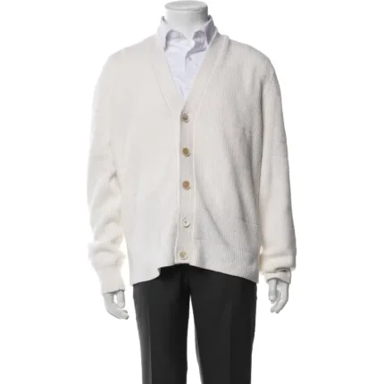 Magaschoni Cashmere V Neck Cardigan White (1)