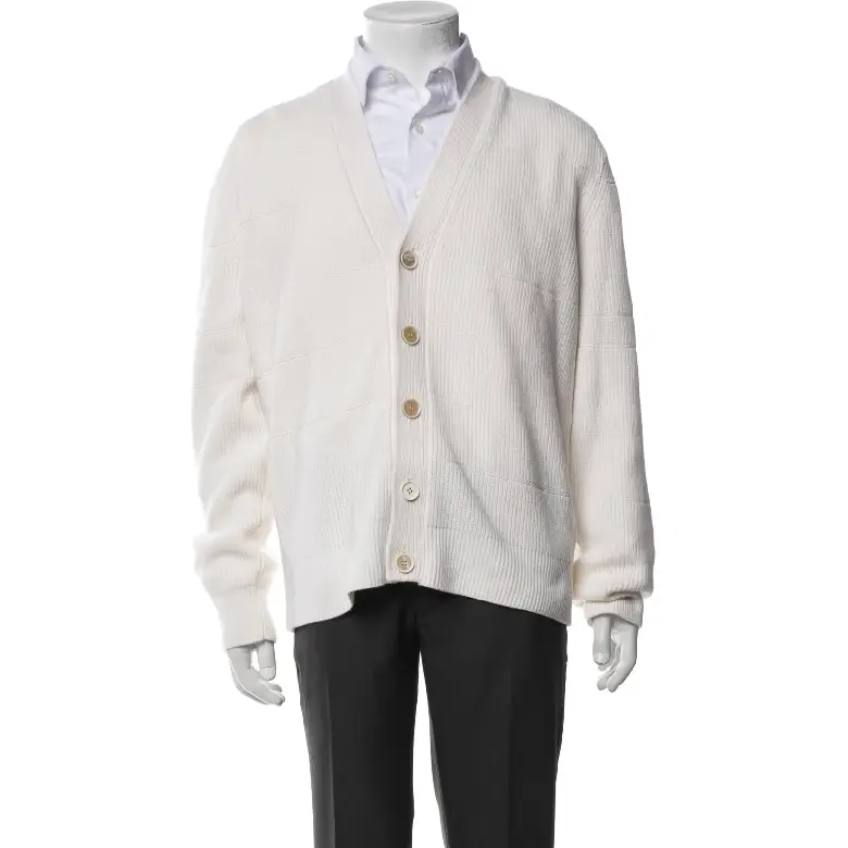 Magaschoni Cashmere V Neck Cardigan White (1) Magaschoni Cashmere V Neck Cardigan White (1)