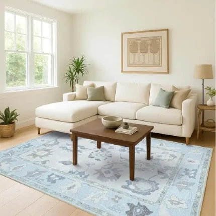 Magaschoni Fame Living Cream Blue Oushak Rug (5)