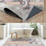 Magaschoni Fame Living Green Oushak Rug, Modern, Vintage, Turkish, Eclectic, Floral, Pastel, Washable, Large Area Rugs for Living Room, Dining, Bedroom, 7'5x9'8 (2)