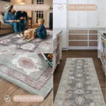 Magaschoni Fame Living Green Oushak Rug, Modern, Vintage, Turkish, Eclectic, Floral, Pastel, Washable, Large Area Rugs for Living Room, Dining, Bedroom, 7'5x9'8 (3)