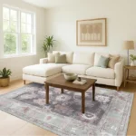 Magaschoni Fame Living Green Oushak Rug, Modern, Vintage, Turkish, Eclectic, Floral, Pastel, Washable, Large Area Rugs for Living Room, Dining, Bedroom, 7'5x9'8 (5)