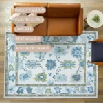 Magaschoni Fame Living Green Oushak Rug, Modern, Vintage, Turkish, Eclectic, Floral, Pastel, Washable, Large Area Rugs for Living Room, Dining, Bedroom, Girls, Boys, 7'5x9'8 (4)