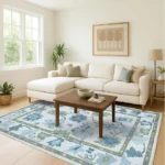 Magaschoni Fame Living Green Oushak Rug, Modern, Vintage, Turkish, Eclectic, Floral, Pastel, Washable, Large Area Rugs for Living Room, Dining, Bedroom, Girls, Boys, 7'5x9'8 (5)