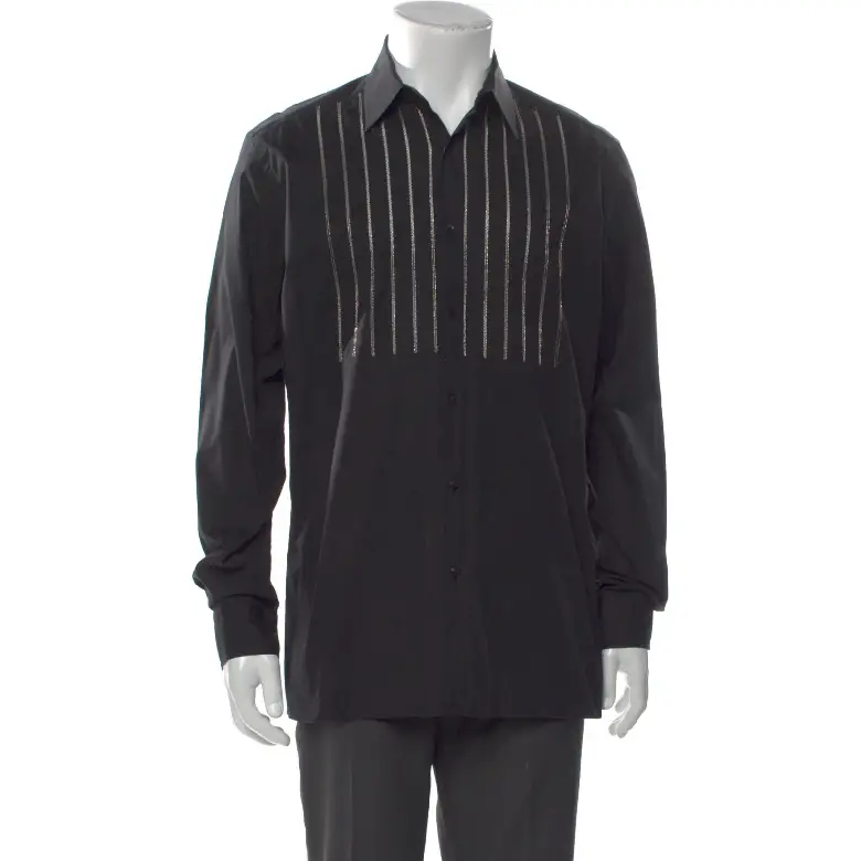 Magaschoni Long Sleeve Tuxedo Shirt Black (1) Magaschoni Long Sleeve Tuxedo Shirt Black (1)