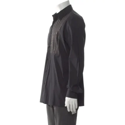 Magaschoni Long Sleeve Tuxedo Shirt Black (3)